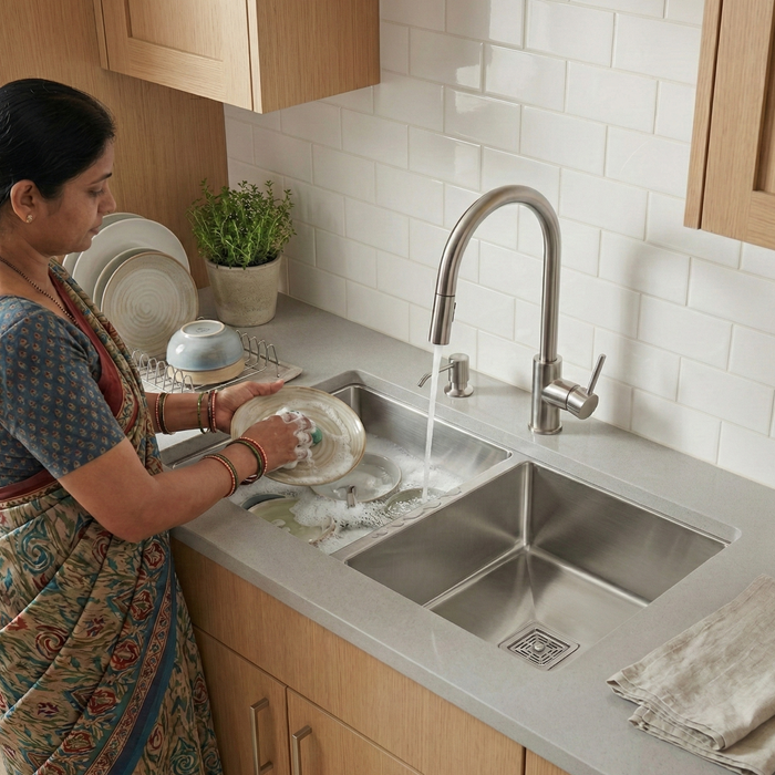 Premium SS 304 Grade Double Equal Bowl Kitchen Sink, Matte Finish, 40x20x9 In, 25 Years Warranty