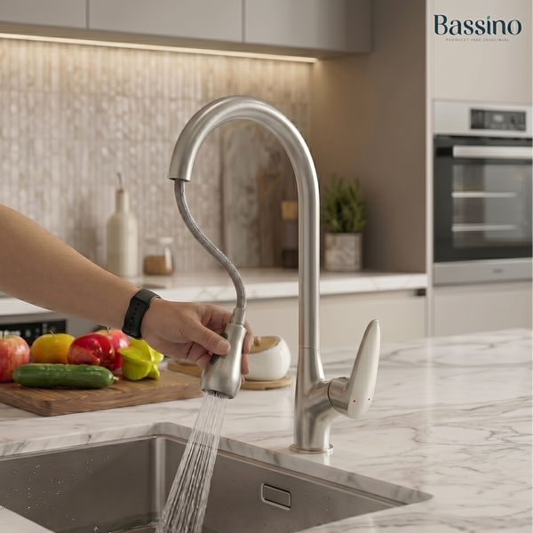 Premium 3-Function Kitchen Sink Mixer Tap – 360° Swivel | Multiple Finishes | 7-Year Warranty Silver Matt