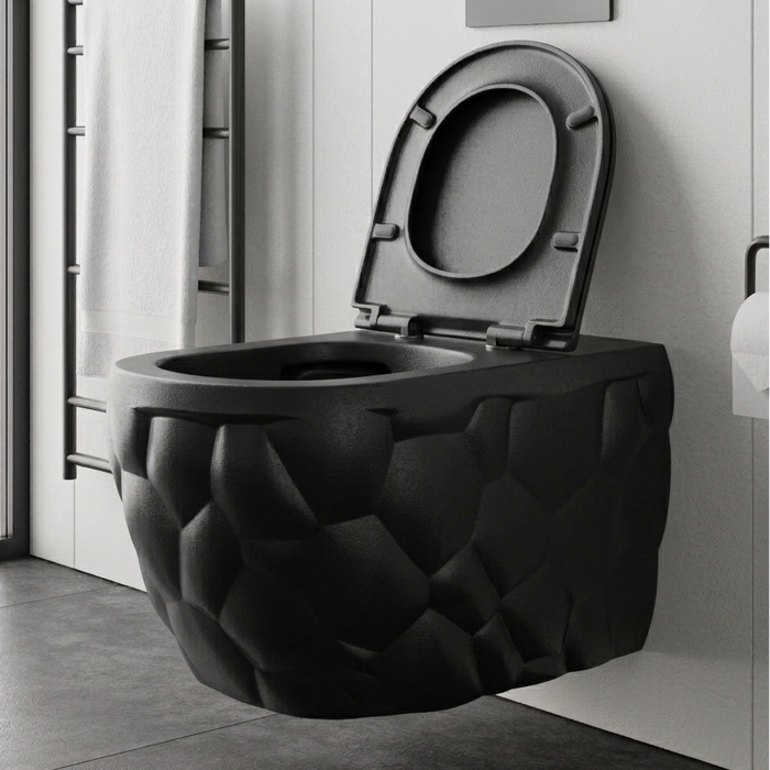 BASSINO Designer Rimless Wall-Hung Toilet Black Matt