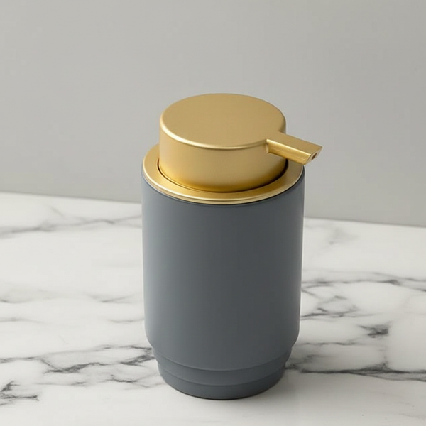 Premium Ceramic Liquid Soap Dispenser, Gold Pump Grey