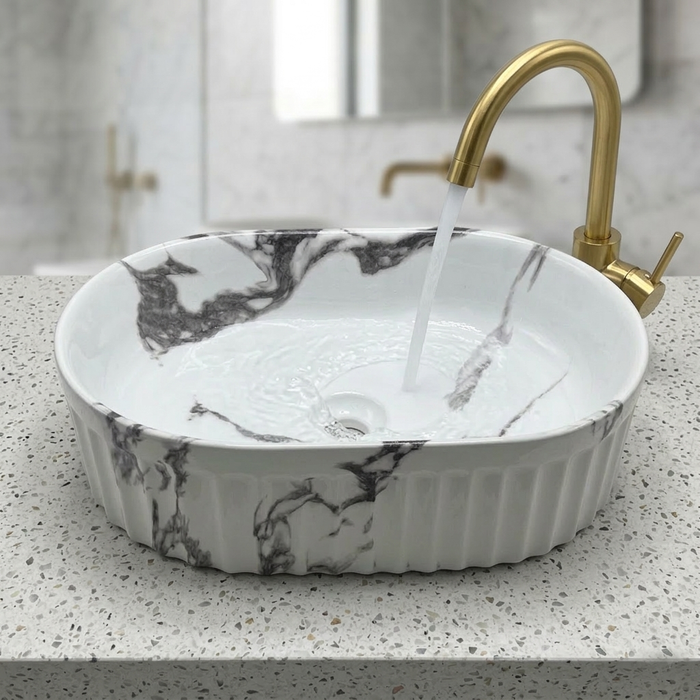 Premium Designer Table top/Counter top Wash Basin/Vessel sink (22x14x6 In) Marble1
