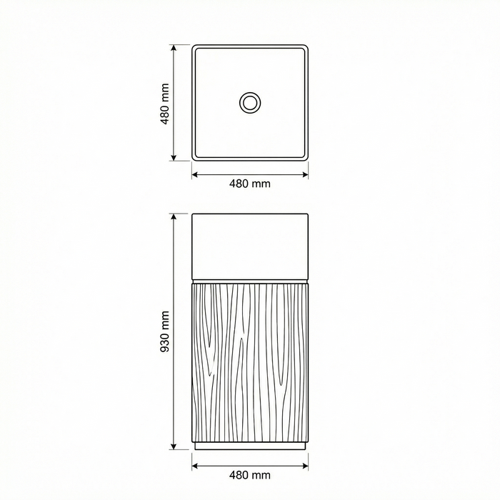 Luxury Artificial Pedestal Basin with Cabinet Base | Designer Freestanding Wash Basin | 19 × 19 × 37 In