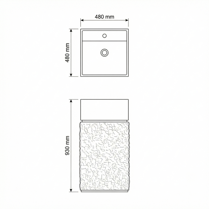 Luxury Artificial Pedestal Basin | Designer Freestanding Wash Basin | 19 × 19 × 37 In