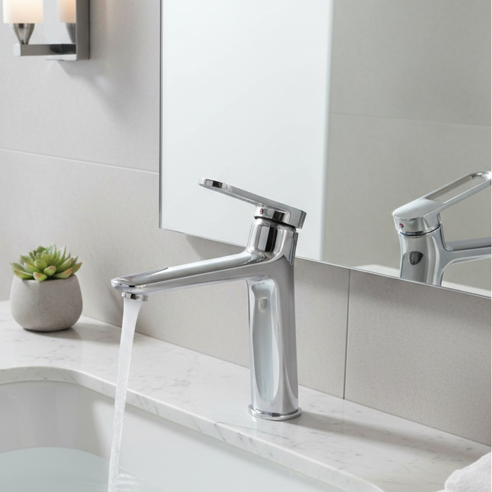 Premium Brass Tall Basin Mixer Tap – Gun Grey Finish Tall Size (NCGF 503) – 5 Years Warranty