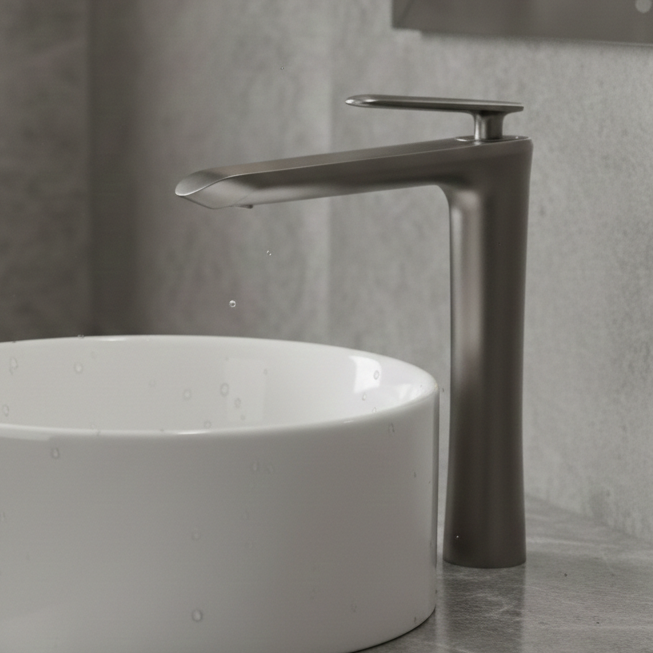 BASSINO Premium Tall Basin Mixer Faucet (Hot & Cold) | Brass Body | Deck Mounted | Luxury Finish – 5 Years Warranty