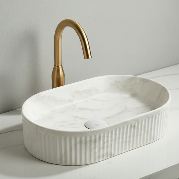 Bassino Matte Marble Table Top Wash Basin 20 × 12.5 × 5 Inches | Premium Imported Basin