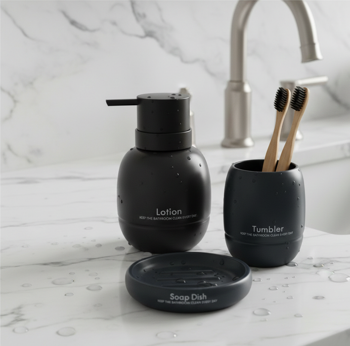 3-Piece Premium Ceramic Bathroom Accessory Set