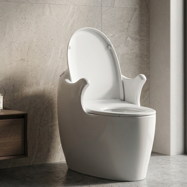 BASSINO N145 Designer One Piece Toilet – 26″ x 20″ x 26″ Modern Ceramic Western WC| Glossy White Commode