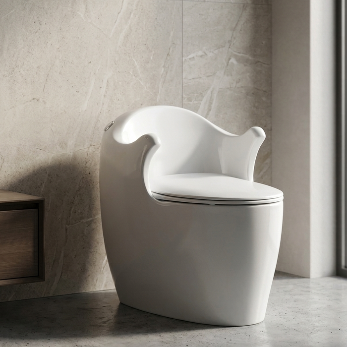 BASSINO N145 Designer One Piece Toilet – 26″ x 20″ x 26″ Modern Ceramic Western WC| Glossy White Commode