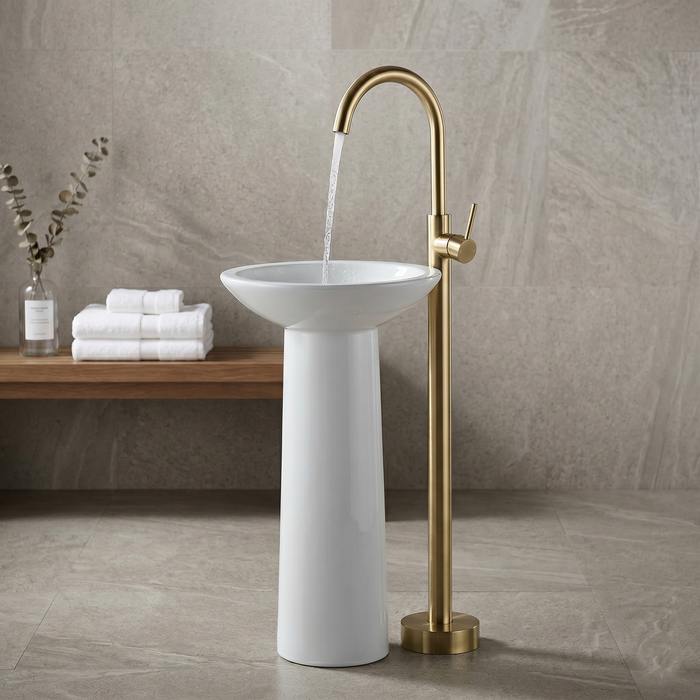 Bassino Free Standing Basin Mixer Tap –  Floor Mounted Faucet for Pedestal Basins