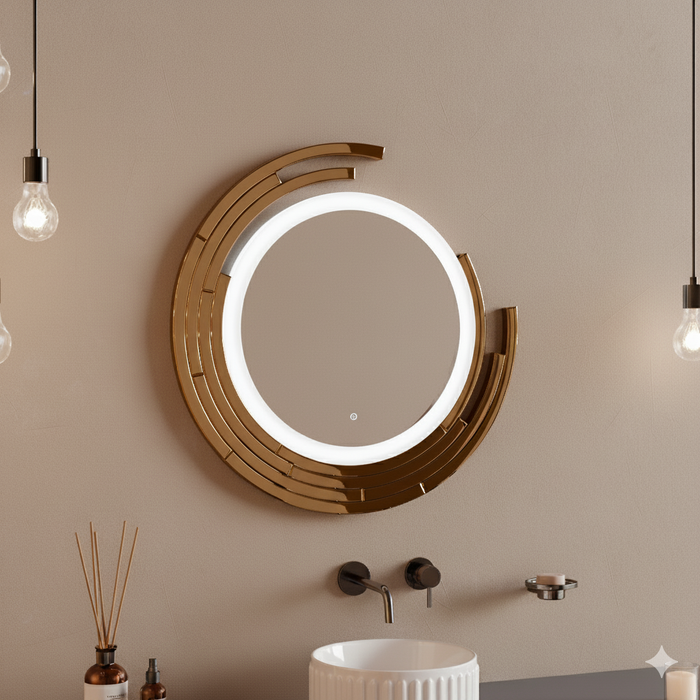 LED Round Bathroom Glass Wall Mount Mirror With 3 Lighting Options (Warm, White, Natural White)