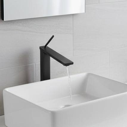Premium Brass Tall Basin Mixer Tap, Black Finish, Tall Size (NCGF 504) – 5 Years Warranty