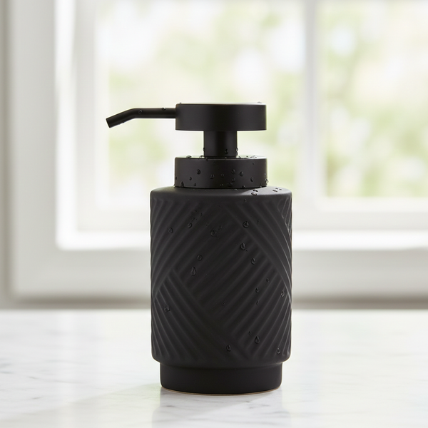 Ceramic Liquid Soap Dispenser – Premium Textured Design Black