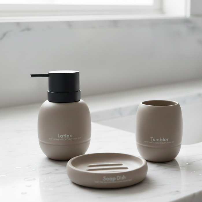 3-Piece Premium Ceramic Bathroom Accessory Set