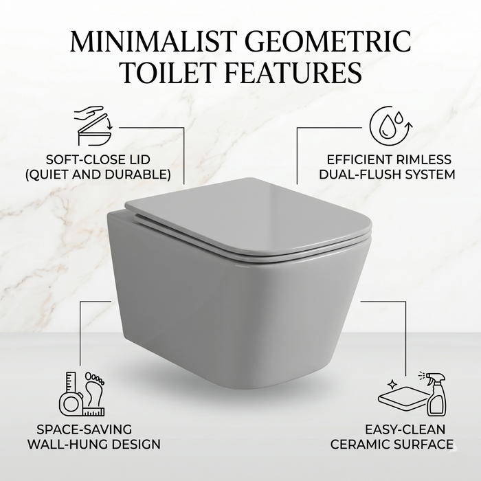 Bassino Wall Hung Toilet – Glossy Grey | 20.5 x 13.5 x 14 Inches Modern WC