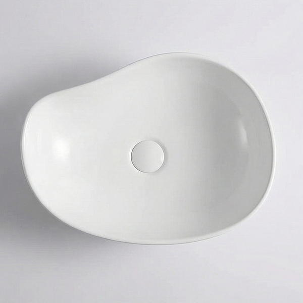 Premium Ceramic Table Top Wash Basin, White Glossy (20.5 x 15 x 7.5 In) WT-091