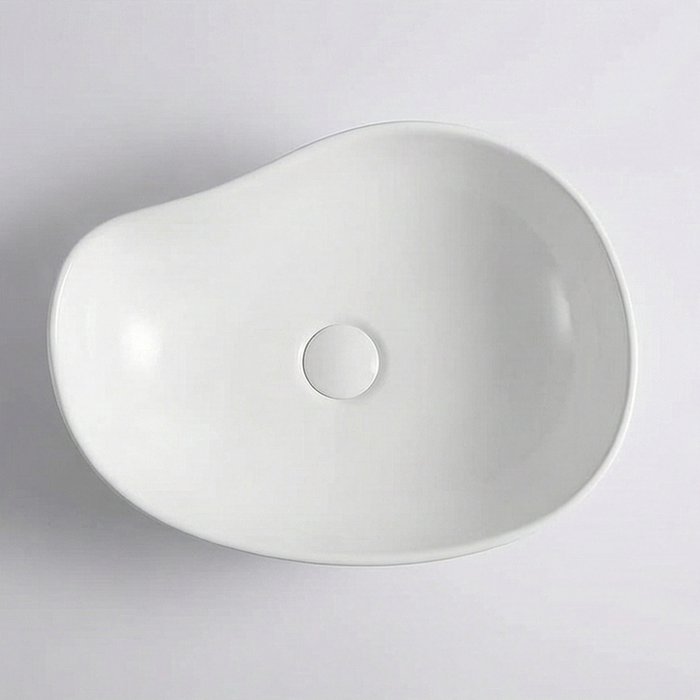 Premium Ceramic Table Top Wash Basin, White Glossy (20.5 x 15 x 7.5 In) WT-091