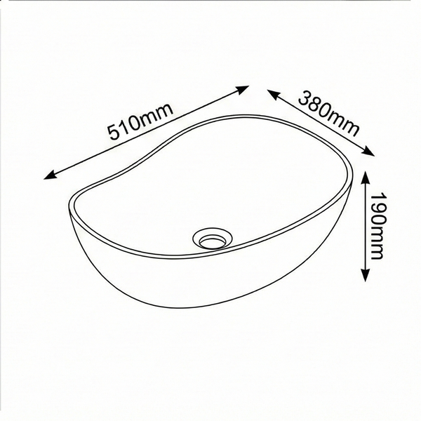 Premium Ceramic Table Top Wash Basin, White Glossy (20.5 x 15 x 7.5 In) WT-091