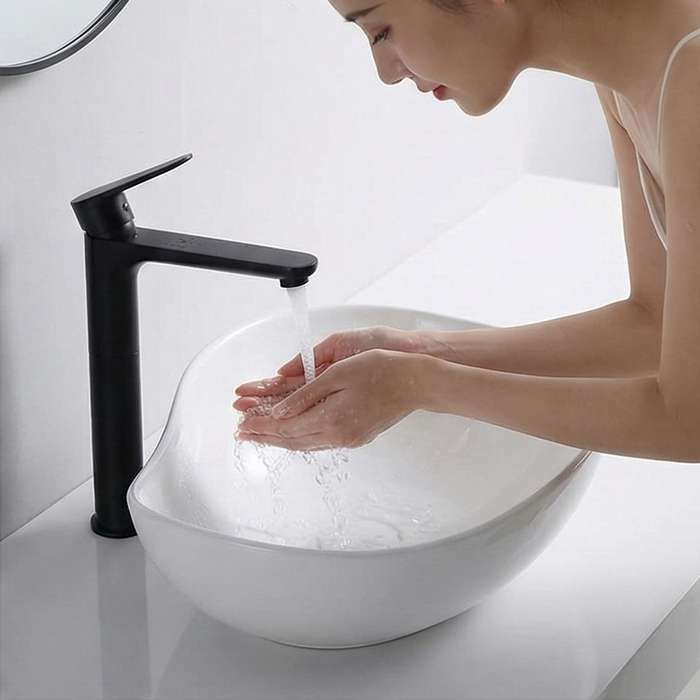 Premium Ceramic Table Top Wash Basin, White Glossy (20.5 x 15 x 7.5 In) WT-091