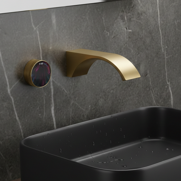 BASSINO Wall Mount Basin Mixer | 59 Brass Concealed Body with ABS Embedded Box | Wanhai Valve | Neoperl Aerator - 5 Years Warranty Brushed Gold