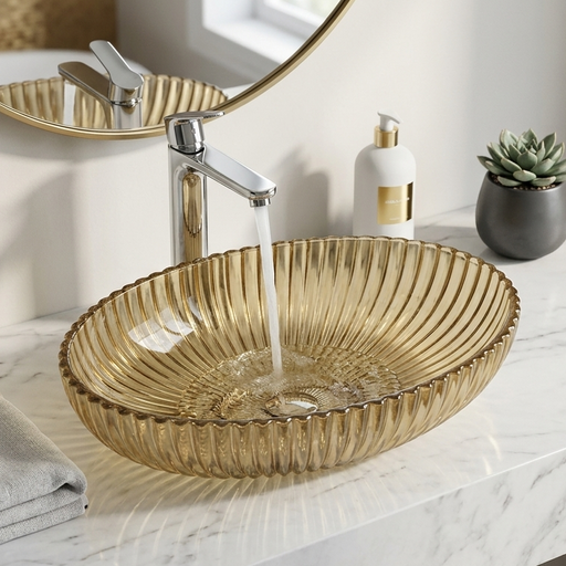 Glass Gold Table Top Wash Basin