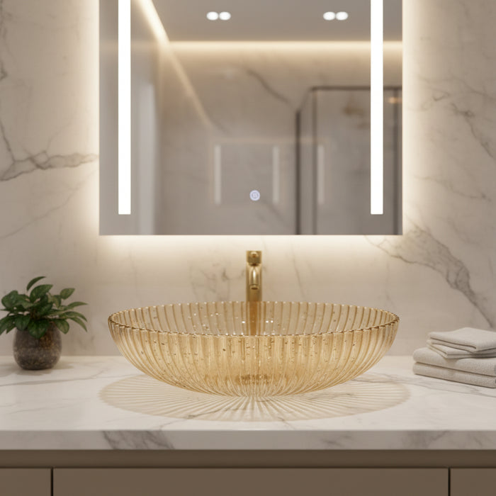 Glass Gold Table Top Wash Basin