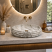 Glossy Marble Grey Oval Countertop Wash Basin 