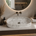 Glossy Marble Oval Countertop Long Wash Basin 