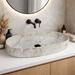 Glossy Marble Oval Countertop Long Wash Basin 