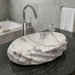 Glossy Marble Oval Countertop Wash Basin 