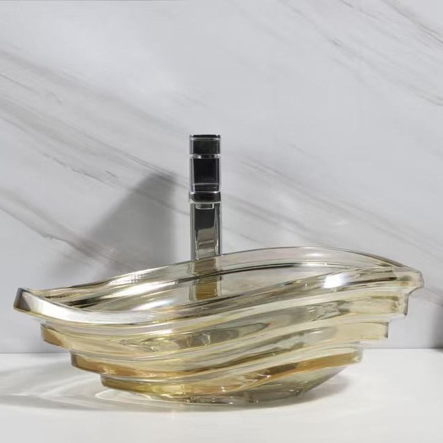 Gold Glass Table Top Wash Basin 