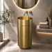 Gold Metal Pedestal Wash Basin with Storage 