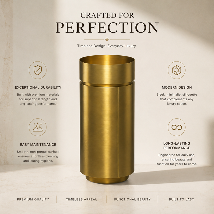 Gold Metal Pedestal Wash Basin with Storage 