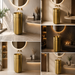 Gold Metal Pedestal Wash Basin with Storage 