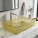 Gold Rectangle Transparent Glass Wash Basin