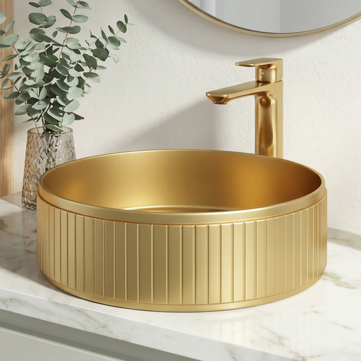 Gold Round Stainless Steel Wash Basin