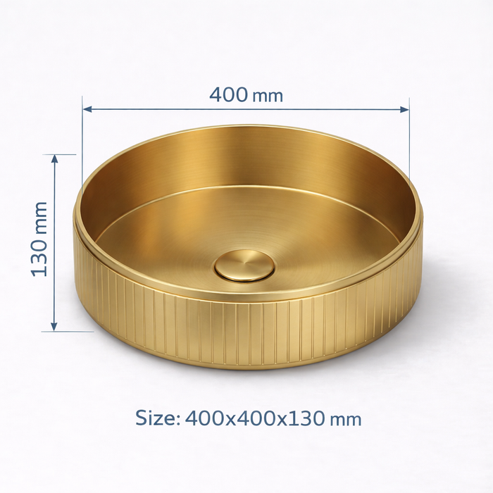 Gold Round Stainless Steel Wash Basin Size