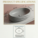 Grey Terrazzo Matt Sculpted Oval Basin Size