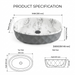 Grey and white marble design ceramic table top wash basin with textured exterior, 500 × 320 × 140 mm