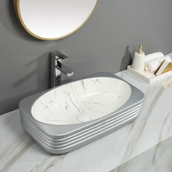 Premium Designer Table top/Counter top Wash Basin/Vessel sink (24x14x5.5 In) Grey