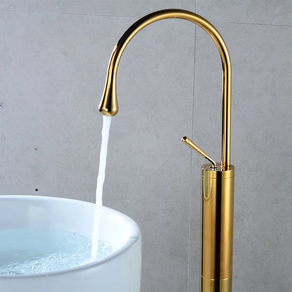 Floor-Mounted Basin Mixer Tap for pedestal Basin & Bath tub Gold