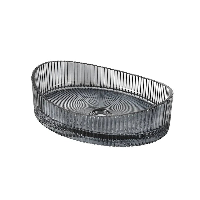 Bassino Modern Transparent Glass Wash Basin | Stylish Countertop Wash Basin for Bathroom– 500x370x140 mm