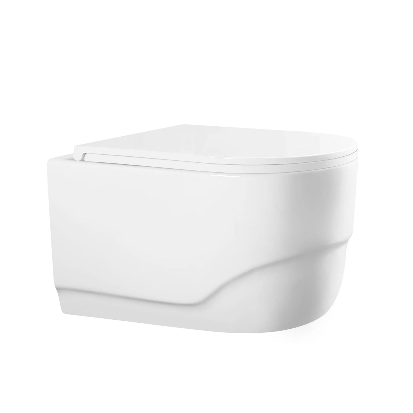 Bassino Ceramic Wall Mount/Wall Hung Western Toilet/Commode/Water Closet /European Commode P Trap Outlet Is From WALL With Soft Close Seat Cover For Bathrooms (Size : 530*370*360mm)