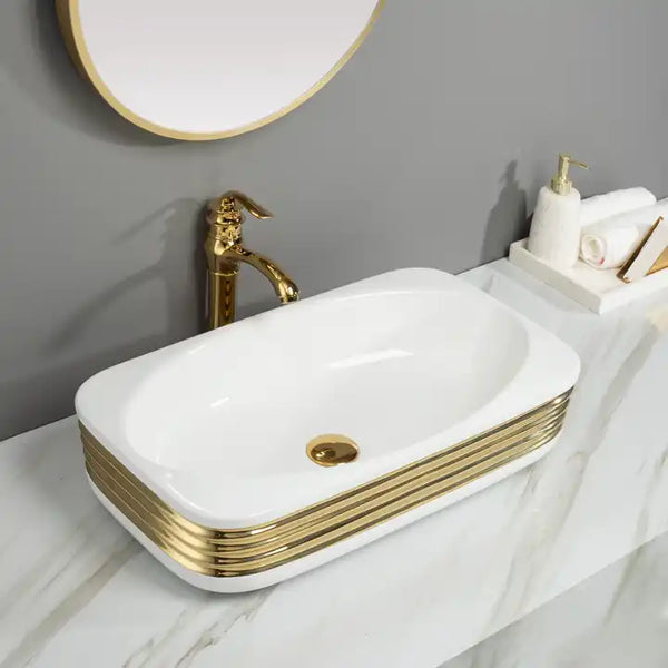 Premium Designer Table top/Counter top Wash Basin/Vessel sink (24x14x5.5 In) White