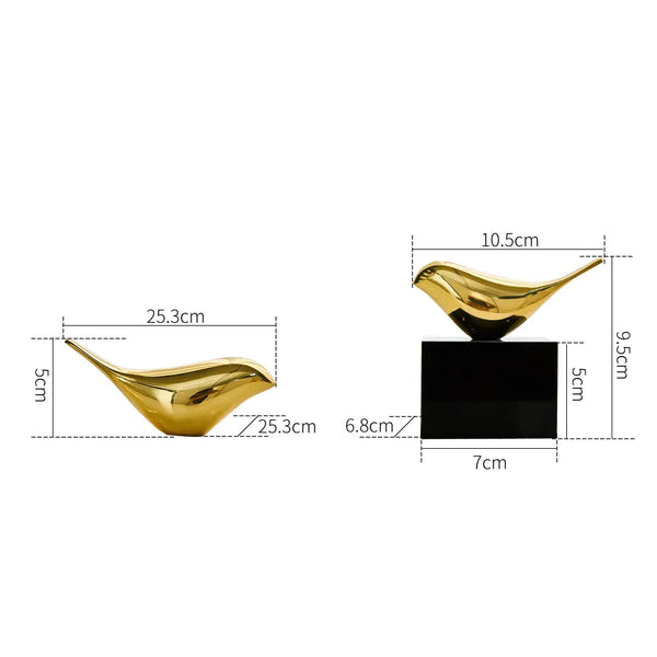Gold Bird Figurine on Marble Base – Modern Tabletop Decor (BSP-8136)