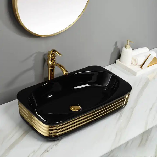 Premium Designer Table top/Counter top Wash Basin/Vessel sink (24x14x5.5 In) Black