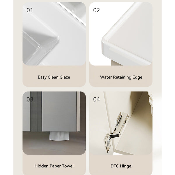 Premium Plywood Bathroom Vanity Cabinet with Sensor LED Drawer & Animated LED Mirror – 800mm