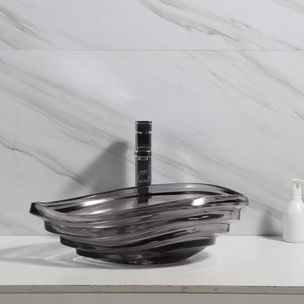 Glass Tabletop Basin (20x14.5x7 Inch) Black