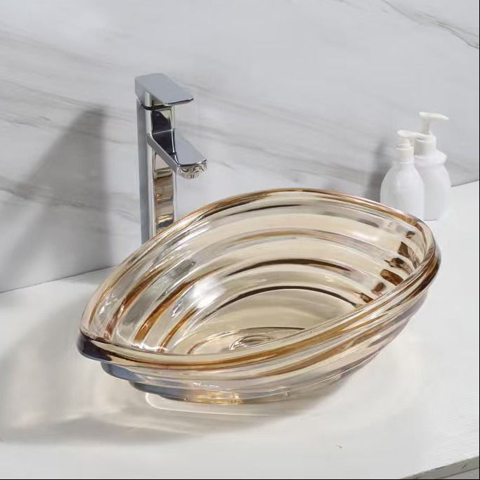Glass Tabletop Basin (20x14.5x7 Inch) Rose gold