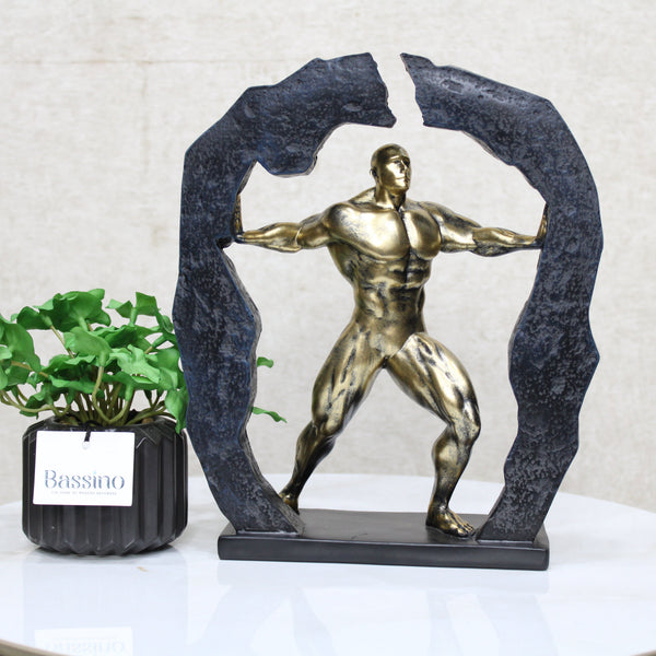 Decor Uncle Muscle Golden Man Statue | Elegant Fitness Decor for Home & Office, Unique Decorative Showpiece, for Fitness Trainer (Pack of 1) BSP-8296-1  L 22 W 8 H27